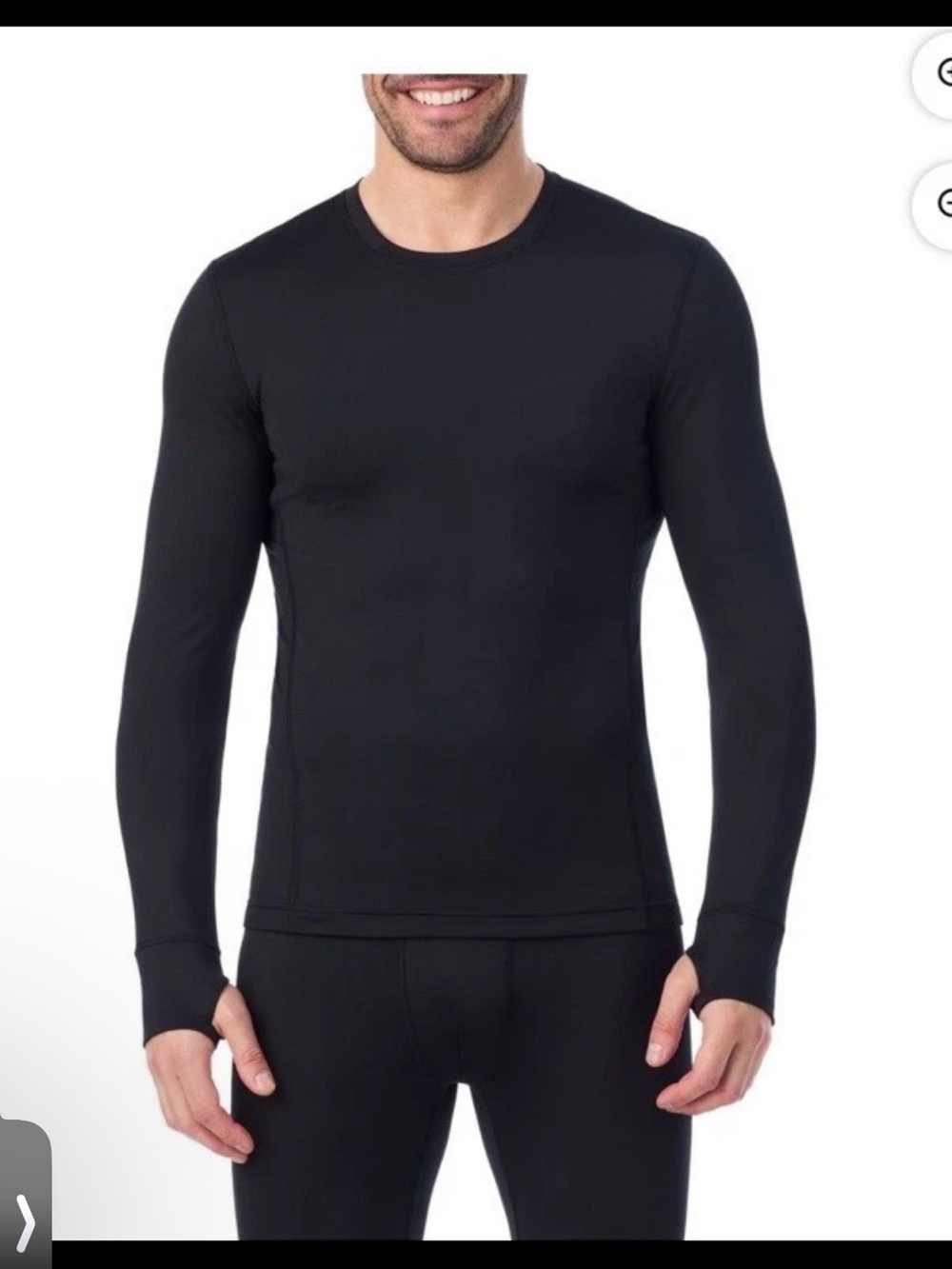 NWT Cuddl Duds Men's Long Sleeve Crew Thermal Top - Black Sz M & L